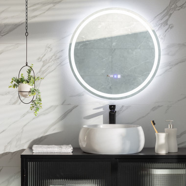 Specchio Bagno Jizan con Luce LED e Antiappannamento Ø60 cm - Ledkia