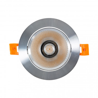 Produit de Spot LED Downlight Orientable COB Rond 15W Argenté CRI90 Expert Color No Flicker Coupe Ø90mm 