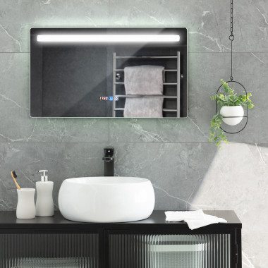 Specchio da Bagno con Luce LED e Antiappannamento 40x70 cm Benagil - Ledkia