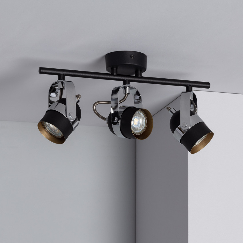 Product van Zwarte verstelbare linear Sinner plafondlamp met 3 spotlights
