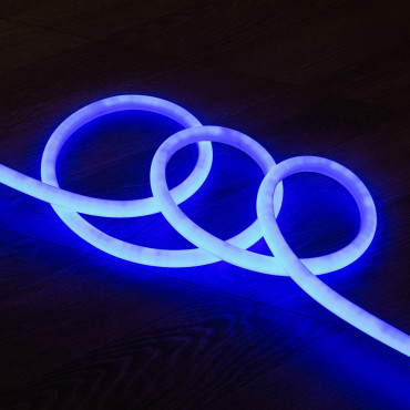 Product Neon LED Strip Rond Dimbaar Flexibel 360 220V AC 120 LED/m IP67 Blauw op Maat om de 100cm