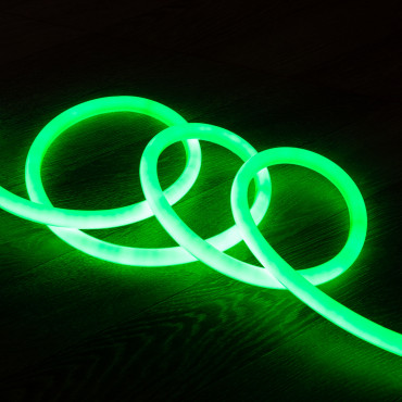 Product Neon LED Strip  Rond Dimbaar Flexibel 360 220V AC 120 LED/m IP67 Groen op Maat om de 100cm