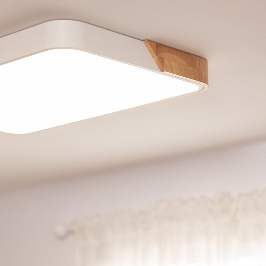 Produkt od Přisazené Stropní Čtvercové 30W LED Svítidlo ze Dřeva a Kovu CCT dle Výběru Semi-Dari 625x625 mm