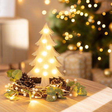 LED Dřevěný Vánoční Stromeček na baterie Wood