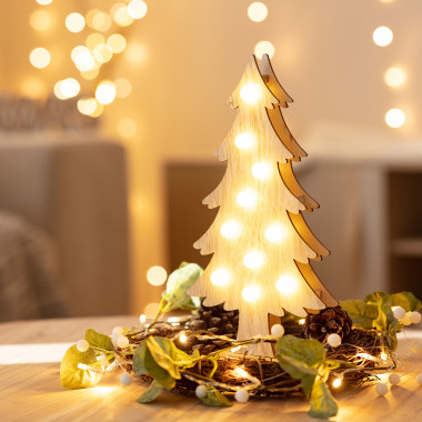 Sapin de Noël LED Wood à Piles - Ledkia