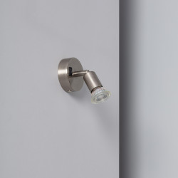 Oasis Adjustable Aluminium 1 Spotlight Wall Lamp with Switch in Silver