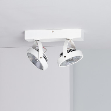 Witte verstelbare CREE-COB 30W AR111 LED plafondlamp met 2 spotlights (dimbaar)