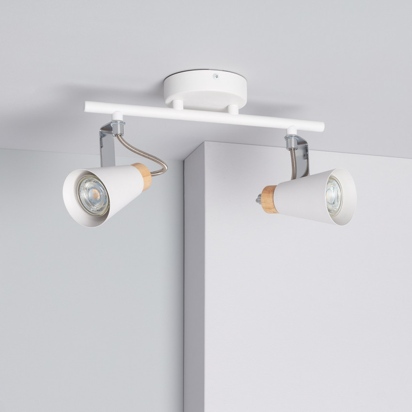 Product of Mara Adjustable Metal & Wood 2 Spotlight Ceiling Lamp