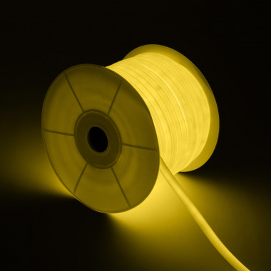 Produkt od 50m Role Stmívatelného Neon LED Pásku 220V AC 120LED/m IP67 Kruhové 360 Žlutá Střih každých 100 cm