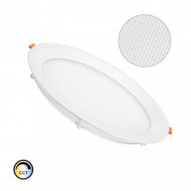 Round Slim Microprismatic (UGR17) 20W Selectable CCT LIFUD LED Panel Ø 205 mm Cut-Out