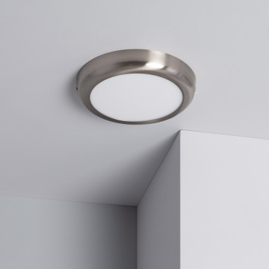 Přisazené Stropní Kruhové 18W LED Svítidlo Ø225 mm Kovový se Stříbrným Designem