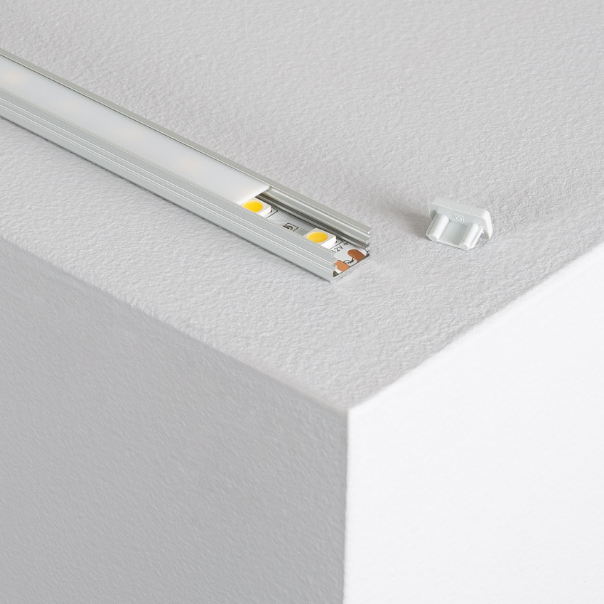 Product van Opbouw Profiel Aluminium 1m met Doorschijnende cover voor LED Strips tot 10 mm