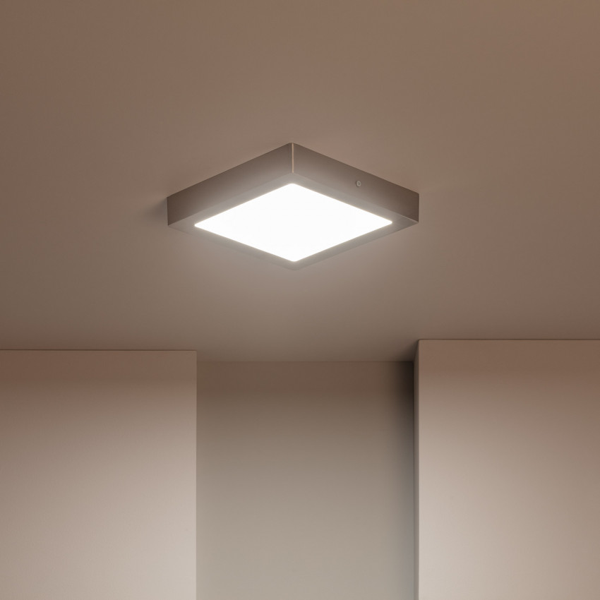 Product van Plafondlamp Metaal Vierkant Zilver LED 18W 225x225 mm
