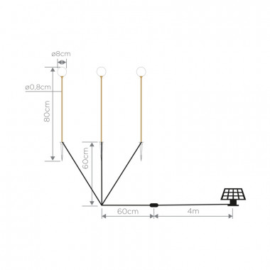 LAMPE DE JARDIN SOLAIRE À PIQUER BRUNA X3unités