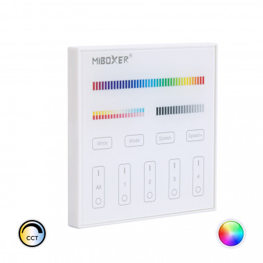 Télécommande Murale RF 220-240V AC pour Variateur LED RGBW+CCT 4 Zones RF MiBoxer T4