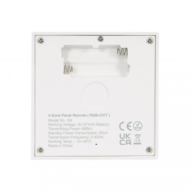 Product van Panel Remoto 4 Zonas para Tira LED RGB+CCT 12/24V DC MiBoxer B4