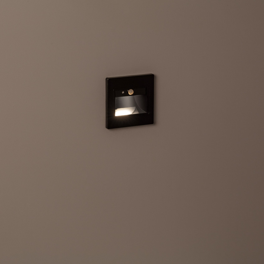 Produit de Balise Murale LED Encastrable Bark 1.5W Noire avec Capteur PIR 