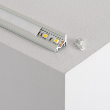Profilé ruban LED Tarenta aluminium angle droit 1m avec couvercle  transparent