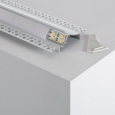 Inbouw aluminium profiel voor gips / gipsplaten met doorlopende cover voor LED Strip tot 20mm