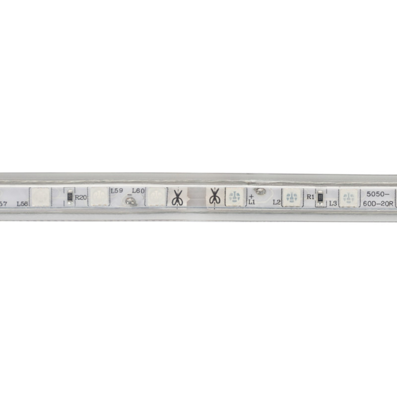 Product van LED Strip 220V AC 60 LED/m Geel Ambar IP65 op Maat In te korten om de 100cm en 14 mm Breed