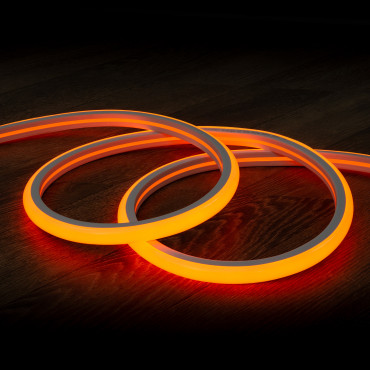 Product 220V AC Dimmable 7.5 W/m Semicircular Neon LED Strip 120 LED/m in Orange IP67 Custom Cut every 100cm