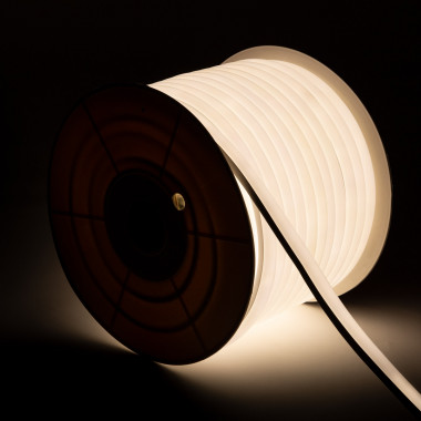 Bobina Striscia LED Neon 7.5W/m Regolabile 220V AC 120 LED/m Semicircolare 180º Bianco Naturale IP67 Taglio ad ogni 100cm