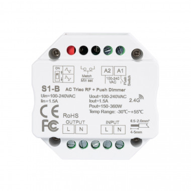 Triac RF/Pushbutton LED Dimmer