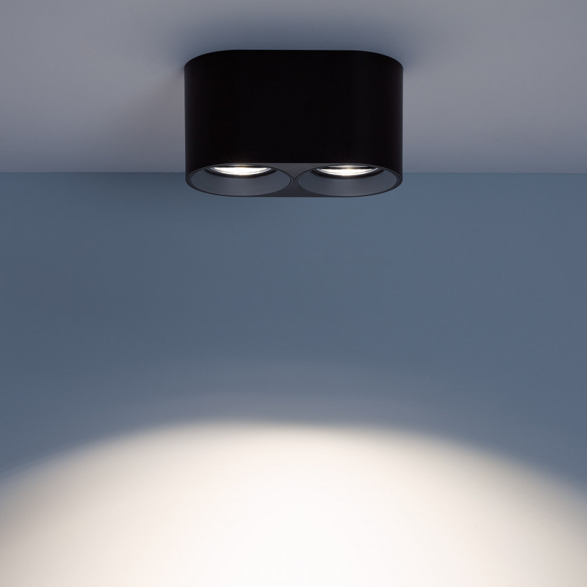 Product van Plafondlamp Dubbel  Zwart met GU10 lamp