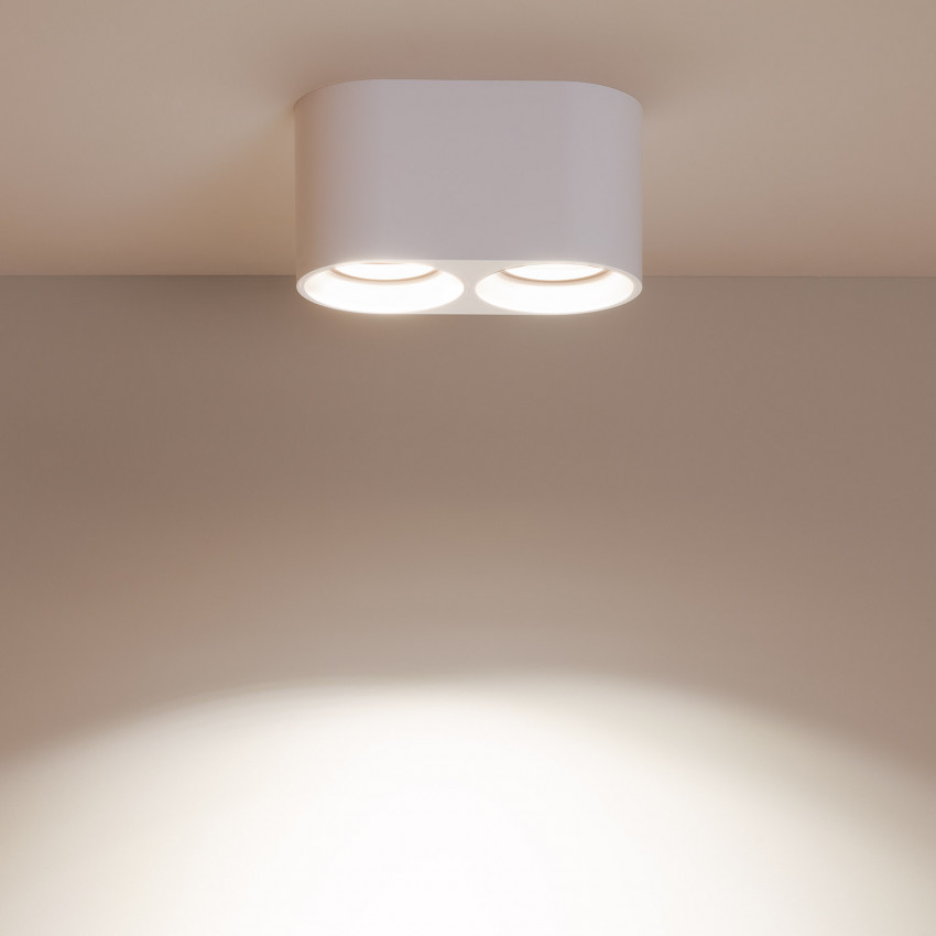 Product van Plafondlamp Dubbel Wit  Space met GU10 lamp