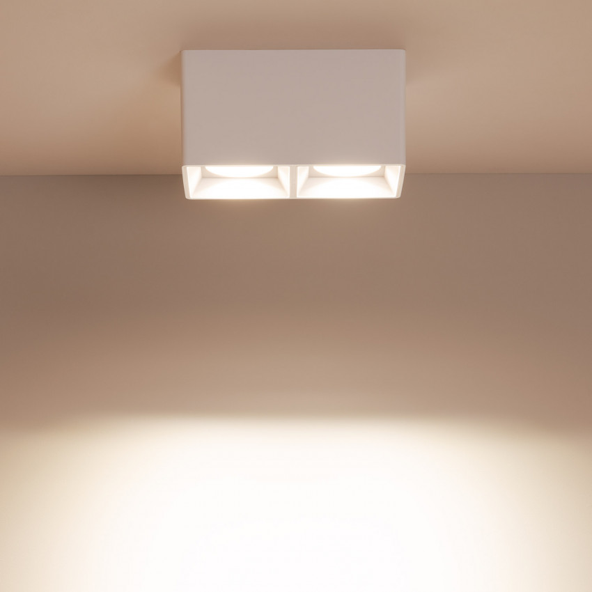Product van Plafondlamp Vierkant Dubbel Wit Space met GU10 lamp