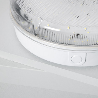 Produit de Plafonnier LED Extérieur Rond 24W Hublot Transparent IP65 Ø285 mm avec Éclairage de Sécurité Non Permanent 