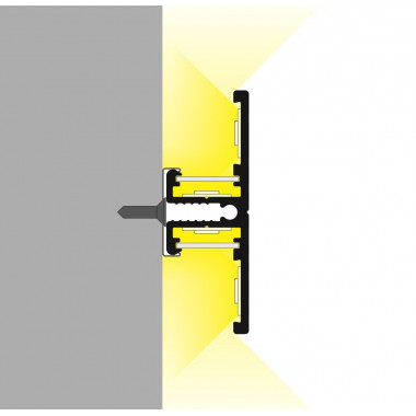 Profilé Aluminium en Saillie 1m pour Double Ruban LED jusqu'à 20mm  Transparent