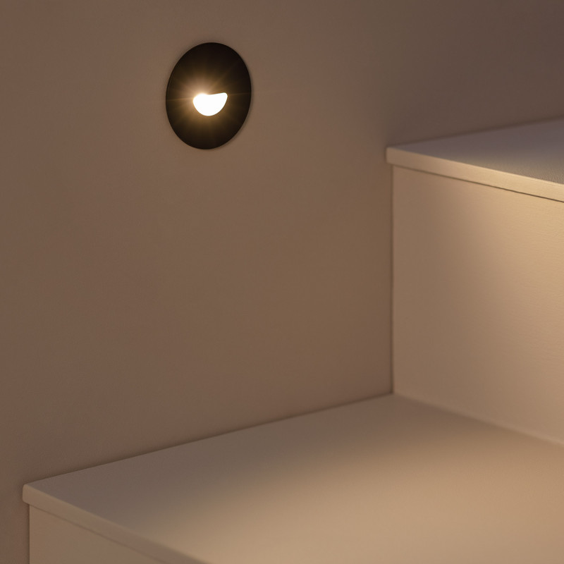 Produit de Balise LED Extérieure 2W Encastrable au Mur Ronde Guell Noire 