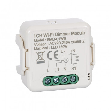 Pulsador Dimmer-On/Off-Conmutado Wifi Cinético sin baterías de superficie 1  tecla IP67 Blanco
