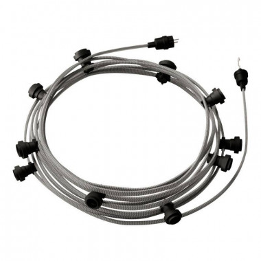 Product of 12.5m Lumet System Outdoor Garland with 10 E27 Lampholders in Black Creative-Cables CATE27N125 