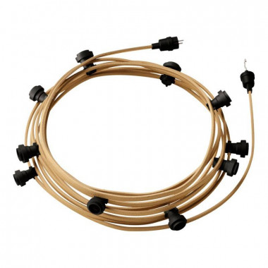 Product van Licht Slinger Outdoor Lumet System 12,5m met 10 E27 Fittingen Zwart  Creative-Cables CATE27N125 