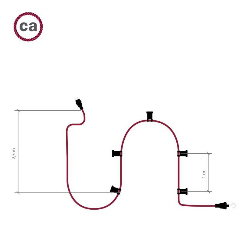 Product van Licht Slinger Outdoor Lumet System 7,5m met 5 E27 Fittingen Wit Creative-Cables  CATE27B075