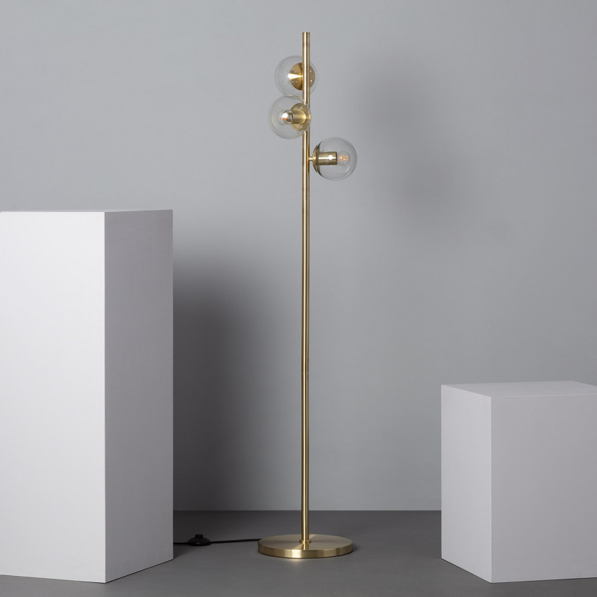 Product of Otos Metal and Glass 3 Spotlights Floor Lamp 