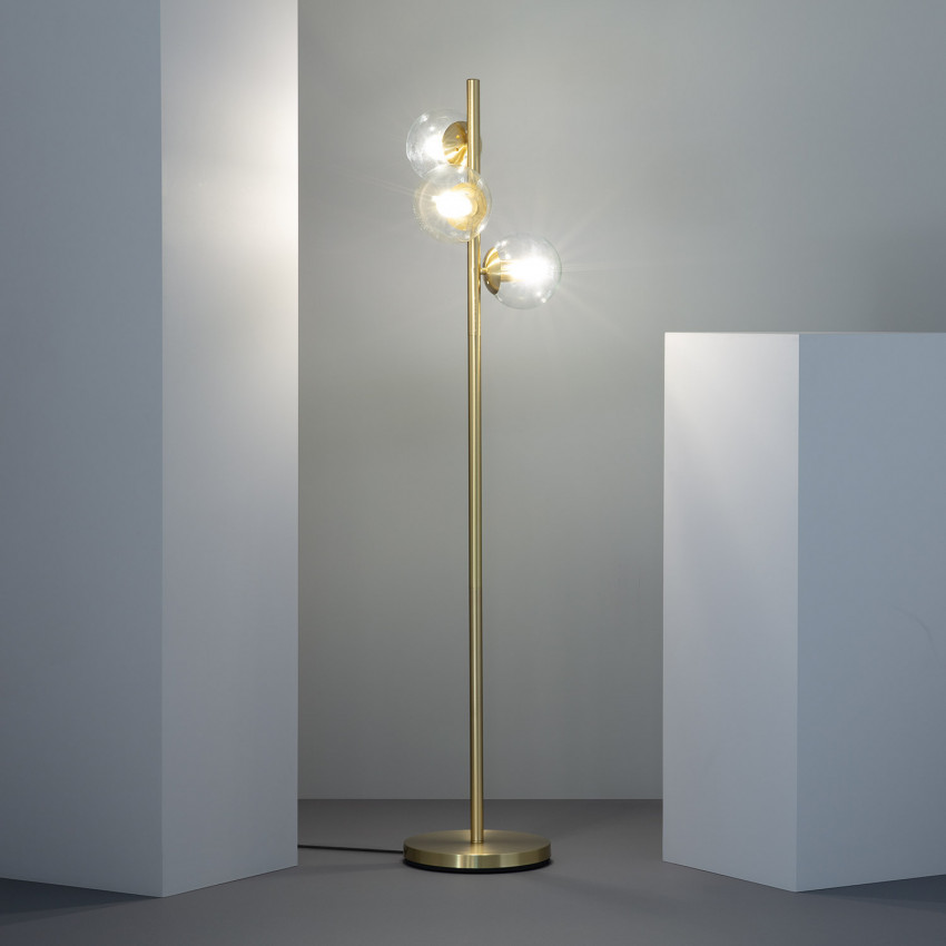 Product of Otos Metal and Glass 3 Spotlights Floor Lamp 