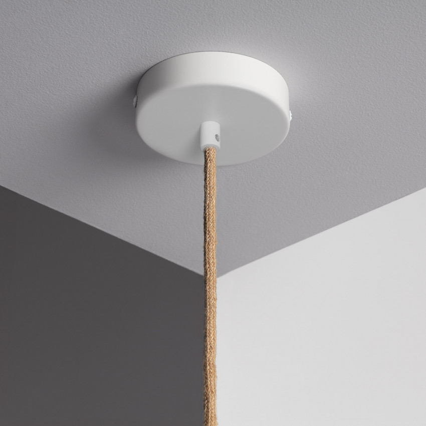 Product van Plafondplaat met Fitting voor Hanglamp met Witte Textielkabel