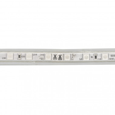 Product van LED strip Violet Dimbaar 220V AC SMD5050 60 LED/m 50m In te korten om de 100cm