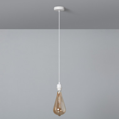 Plafondplaat met Fitting voor Hanglamp met Witte Textielkabel