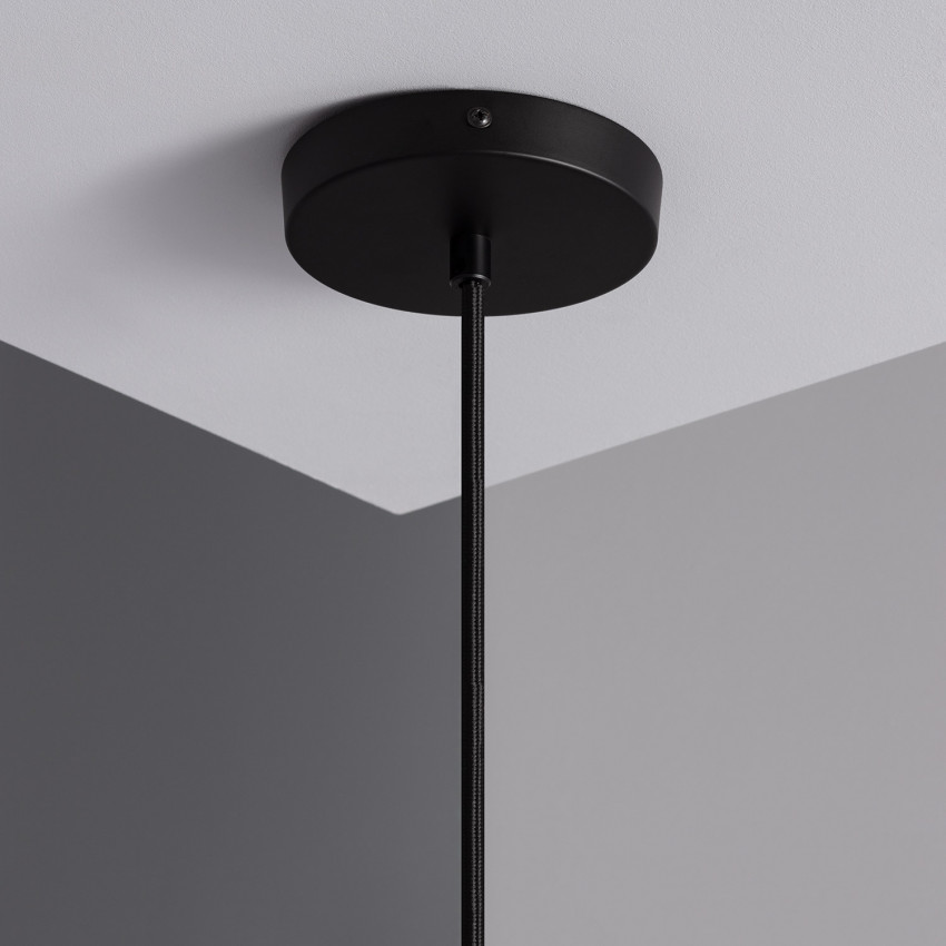 Product van Plafondplaat met Fitting voor Hanglamp met Zwarte Textielkabel