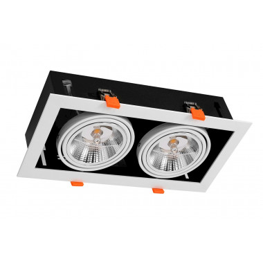 Foco Downlight LED 12 W Direccionable Cuadrado Doble AR111 Corte 325x165 mm