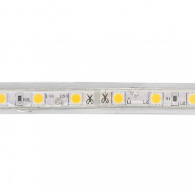 Product van LED Strip 220V AC 60 LED/m Neutraal Wit IP 65 op Maat In te korten om de 100cm en 14 mm Breed