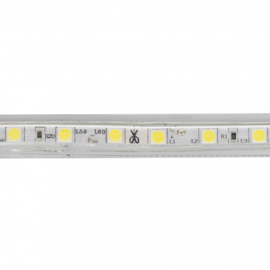 Product van LED Strip 220 AC 60 LED/m Koel Wit IP 65 op Maat In te korten om de 100cm en 14 mm Breed