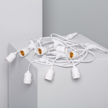 Product White Waterproof 5.5m String of 8x E27 Lamp Holders (IP65)