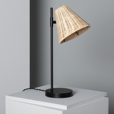 Cesto Metal & Ratán Table Lamp