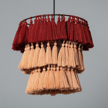 Nahua Fringed Cotton & Metal Pendant Lamp