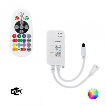 Product Digital SPI 12-24V DC WiFi RGBIC LED Strip Controller with IR Remote Control 